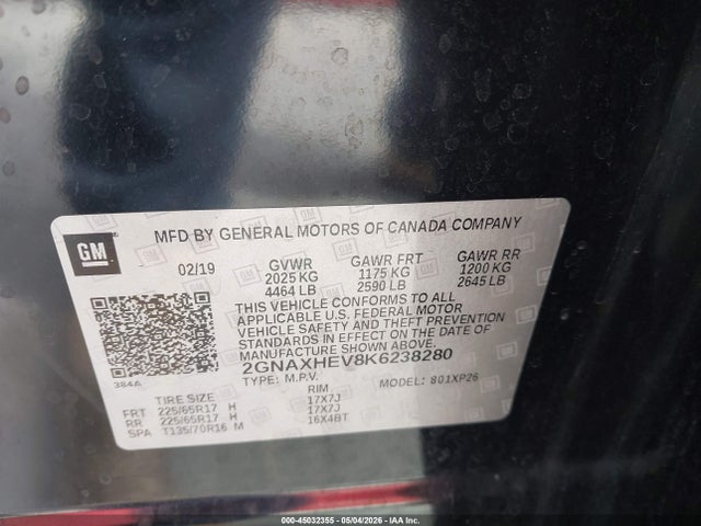 Chevrolet EQUINOX LS 2019 2GNAXHEV8K6238280 Image 9