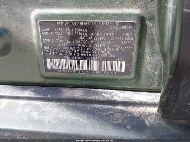 Aukcja sprzedaży 2013 Subaru Outback 2.5i Premium, vin: 4S4BRBCC7D3239836, numer aukcji: 45032414