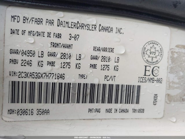 45032467 :رقم المزاد ، 2C3KA53GX7H771846 vin ، 2007 Chrysler 300 مزاد بيع