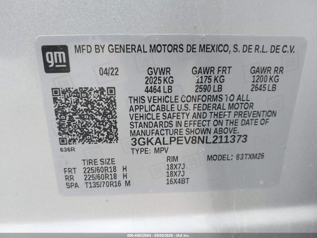 Продажа на аукционе авто 2022 Gmc Terrain Fwd Slt, vin: 3GKALPEV8NL211373, номер лота: 45032504