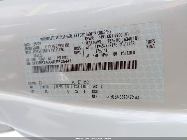 45032509 :رقم المزاد ، 1FDBF2AA4REF25441 vin ، 2024 Ford F-250 Xl مزاد بيع