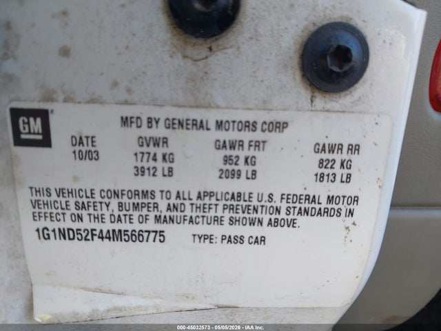Auction sale of the 2004 Chevrolet Classic, vin: 1G1ND52F44M566775, lot number: 45032573