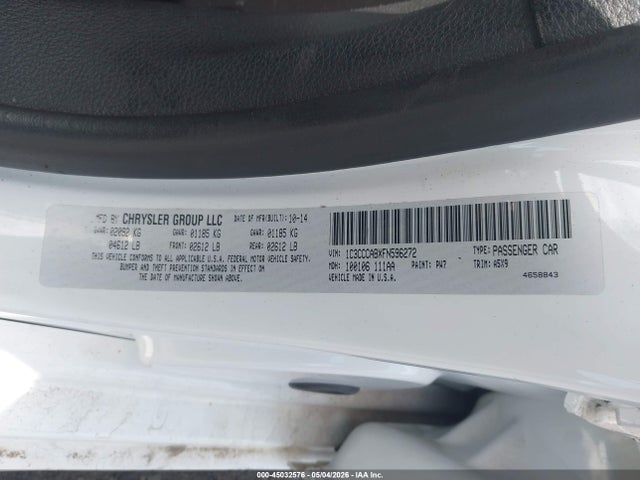 2015 Chrysler 200 Limited მანქანა იყიდება აუქციონზე, vin: 1C3CCCABXFN596272, აუქციონის ნომერი: 45032576
