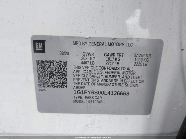 1G1FY6S00L4136668 Chevrolet Bolt Ev Fwd Lt