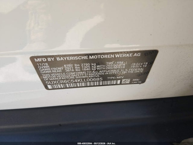 Продажа на аукционе авто 2019 Bmw X5 Xdrive40i, vin: 5UXCR6C54KLL00685, номер лота: 45032594
