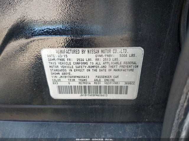Продажа на аукционе авто 2015 Infiniti Q50 Premium, vin: JN1BV7AR9FM406413, номер лота: 45032601