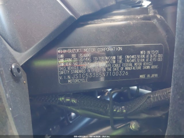 Продаж на аукціоні авто 2022 Suzuki Gsx-s750 M/z, vin: JS1C533B5N7100326, номер лоту: 45032611