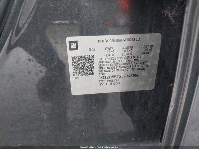 45032707 :رقم المزاد ، 1G1ZD5ST2JF146956 vin ، 2018 Chevrolet Malibu Lt مزاد بيع