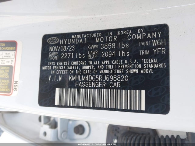 2024 Hyundai Elantra Sel მანქანა იყიდება აუქციონზე, vin: KMHLM4DG5RU698820, აუქციონის ნომერი: 45032777