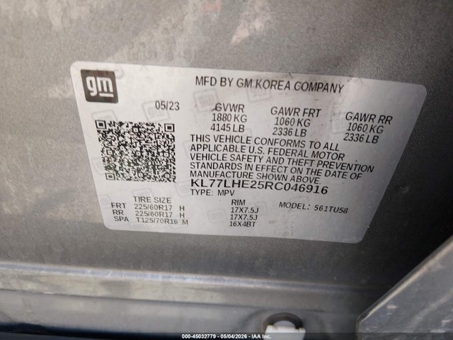 KL77LHE25RC046916 Chevrolet Trax Fwd Lt