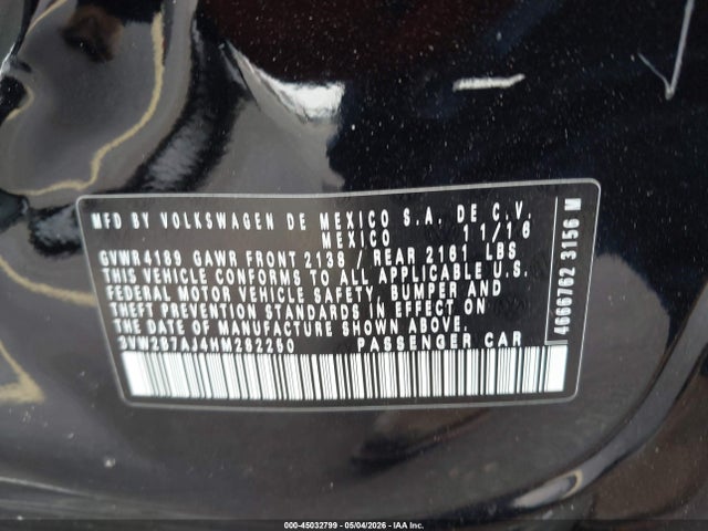 Aukcja sprzedaży 2017 Volkswagen Jetta 1.4t S, vin: 3VW2B7AJ4HM282250, numer aukcji: 45032799