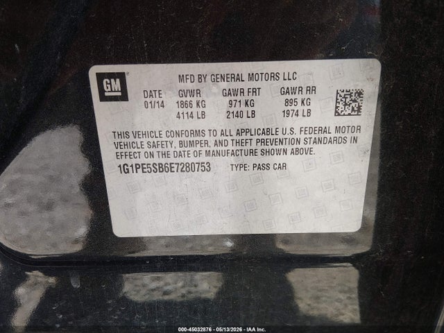 Продаж на аукціоні авто 2014 Chevrolet Cruze 2lt Auto, vin: 1G1PE5SB6E7280753, номер лоту: 45032876