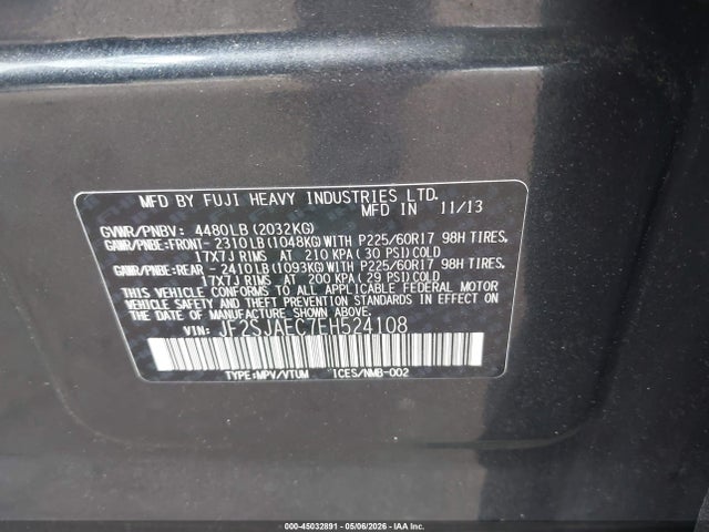 Aukcja sprzedaży 2014 Subaru Forester 2.5i Premium, vin: JF2SJAEC7EH524108, numer aukcji: 45032891
