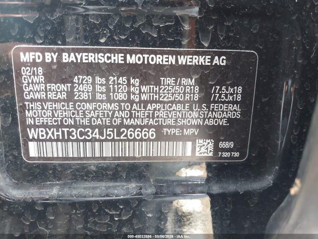 2018 Bmw X1 Xdrive28i მანქანა იყიდება აუქციონზე, vin: WBXHT3C34J5L26666, აუქციონის ნომერი: 45032896