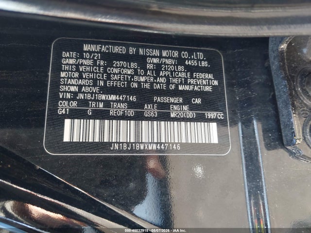Продажа на аукционе авто 2021 Nissan Rogue Sport Sv Awd Xtronic Cvt, vin: JN1BJ1BWXMW447146, номер лота: 45032915