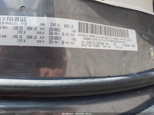 2018 Chrysler Pacifica Touring L Plus მანქანა იყიდება აუქციონზე, vin: 2C4RC1EG1JR351095, აუქციონის ნომერი: 45032923