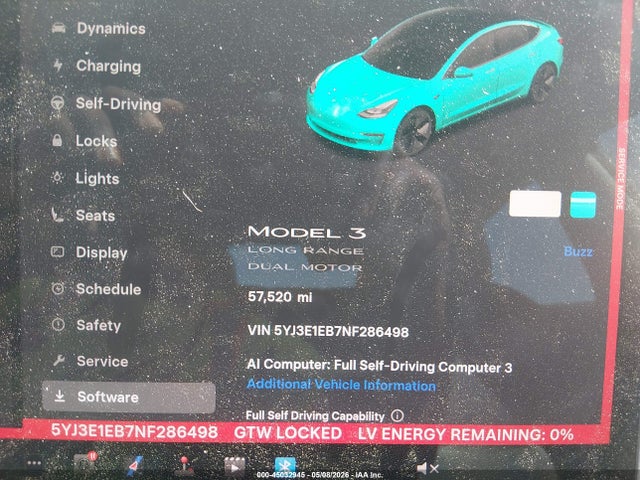 Aukcja sprzedaży 2022 Tesla Model 3 Long Range Dual Motor All-wheel Drive, vin: 5YJ3E1EB7NF286498, numer aukcji: 45032945