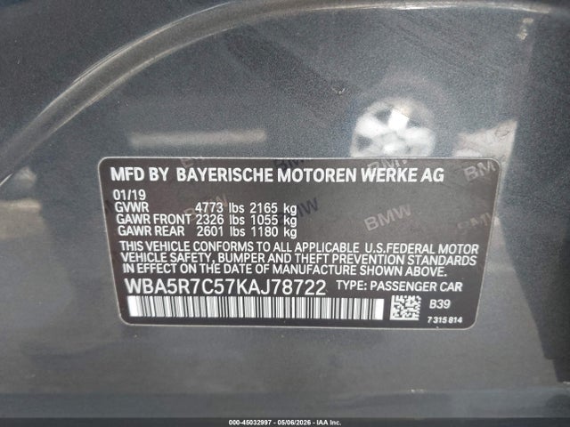Продаж на аукціоні авто 2019 Bmw 330i Xdrive, vin: WBA5R7C57KAJ78722, номер лоту: 45032997