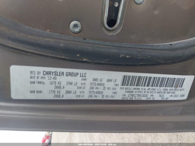 45033058 :رقم المزاد ، 1D7RB1CT8AS156361 vin ، 2010 Dodge Ram 1500 Slt/sport/trx مزاد بيع