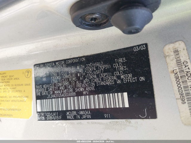45033206 :رقم المزاد ، JTJHA31U540004888 vin ، 2004 Lexus Rx 330 مزاد بيع