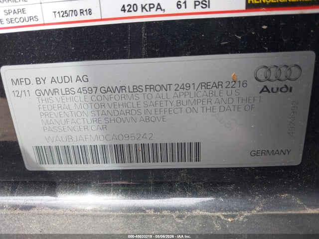 Продаж на аукціоні авто 2012 Audi A3 2.0 Tdi Premium, vin: WAUBJAFM0CA095242, номер лоту: 45033219