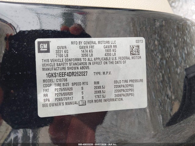Aukcja sprzedaży 2013 Gmc Yukon Denali, vin: 1GKS1EEF4DR262027, numer aukcji: 45033228