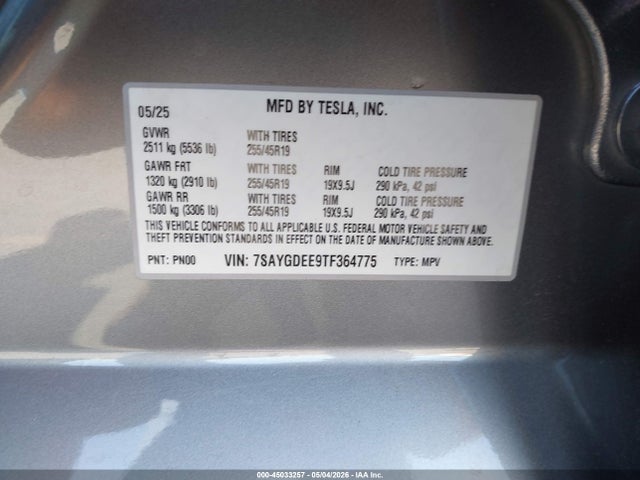 Tesla Model Y 2026 7SAYGDEE9TF364775 Image 9