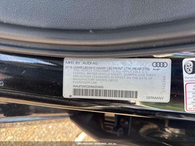 Aukcja sprzedaży 2017 Audi A6 3.0t Premium Plus, vin: WAUF2AFC0HN020465, numer aukcji: 45033322
