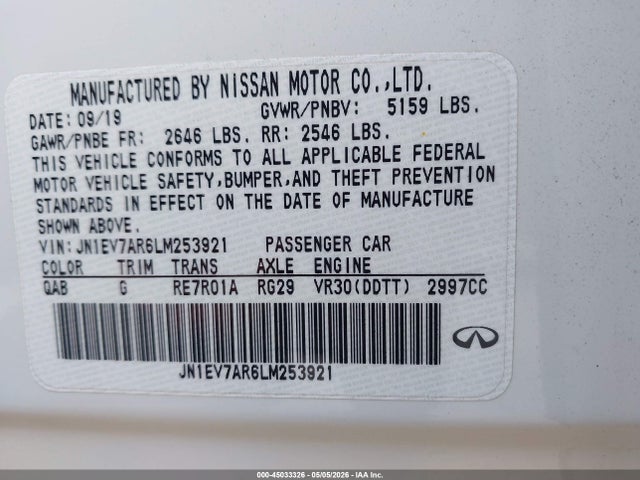 JN1EV7AR6LM253921 Infiniti Q50 Edition 30 Awd