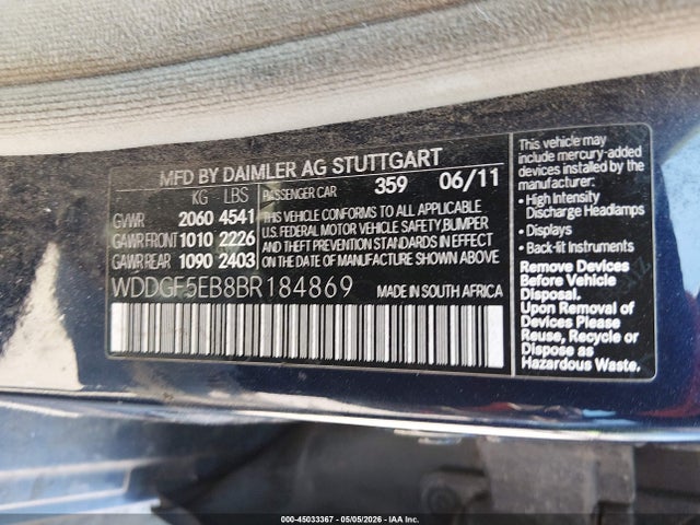 Продаж на аукціоні авто 2011 Mercedes-benz C 300 Sport, vin: WDDGF5EB8BR184869, номер лоту: 45033367