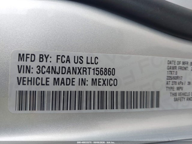 Продажа на аукционе авто 2024 Jeep Compass Sport 4x4, vin: 3C4NJDANXRT156860, номер лота: 45033375