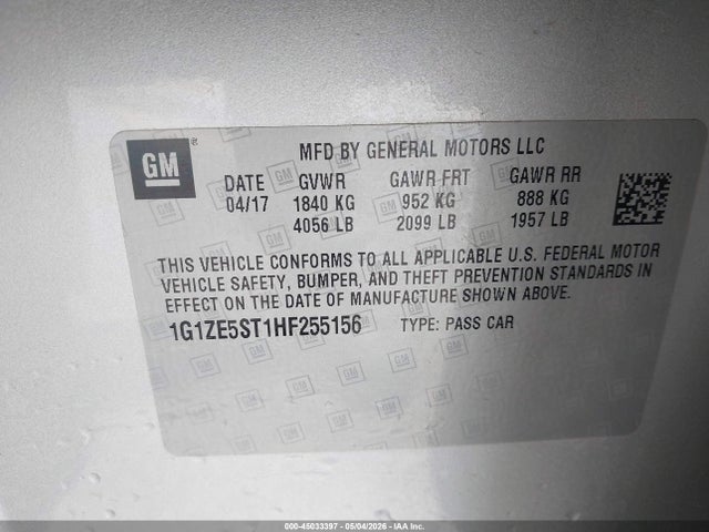 1G1ZE5ST1HF255156 Chevrolet MALIBU 1LT