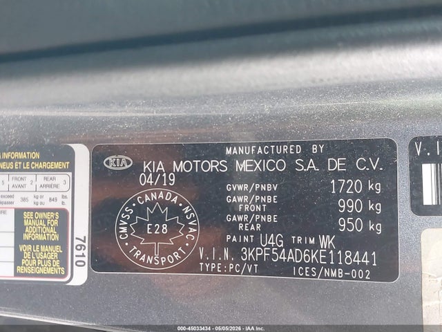 Aukcja sprzedaży 2019 Kia Forte Ex, vin: 3KPF54AD6KE118441, numer aukcji: 45033434