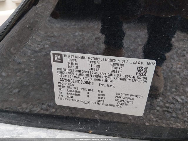 Продаж на аукціоні авто 2013 Cadillac Srx Luxury Collection, vin: 3GYFNCE30DS525410, номер лоту: 45033455