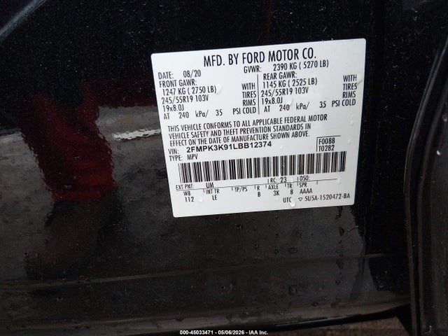 Ford Edge Titanium 2020 2FMPK3K91LBB12374 Image 9
