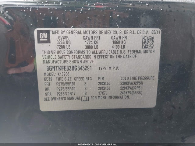 Продажа на аукционе авто 2011 Chevrolet Avalanche 1500 Lt1, vin: 3GNTKFE33BG343291, номер лота: 45033472