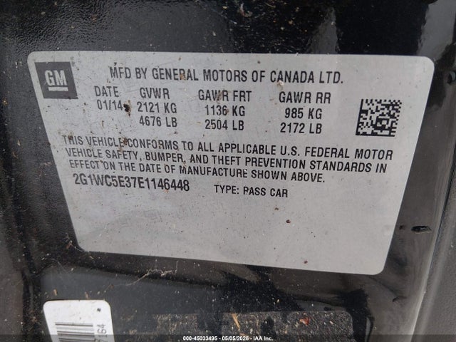 45033495 :رقم المزاد ، 2G1WC5E37E1146448 vin ، 2014 Chevrolet Impala Limited Ltz مزاد بيع