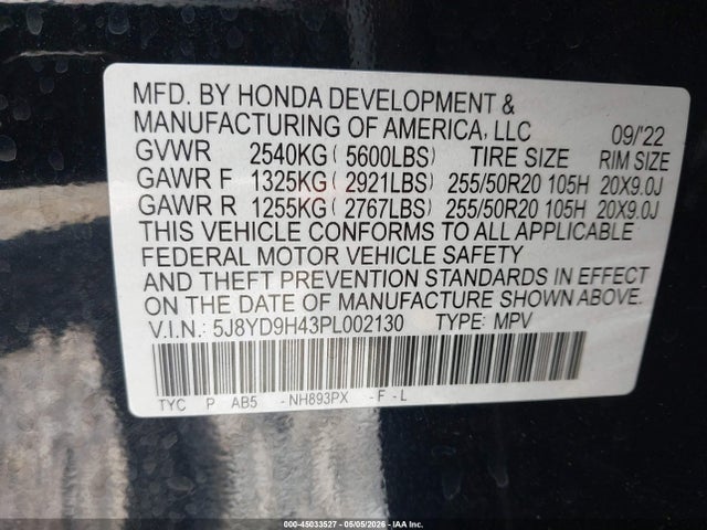 Aukcja sprzedaży 2023 Acura Mdx Technology Package, vin: 5J8YD9H43PL002130, numer aukcji: 45033527
