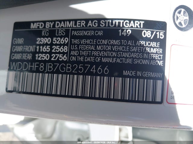45033541 :رقم المزاد ، WDDHF8JB7GB257466 vin ، 2016 Mercedes-benz E 350 4matic مزاد بيع