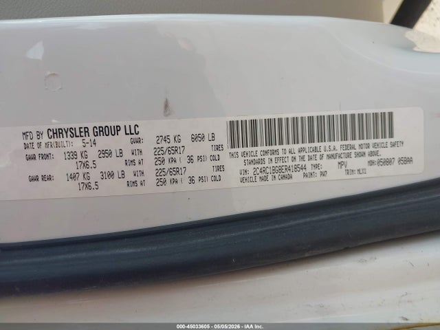 Продажа на аукционе авто 2014 Chrysler Town & Country Touring, vin: 2C4RC1BG8ER418544, номер лота: 45033605