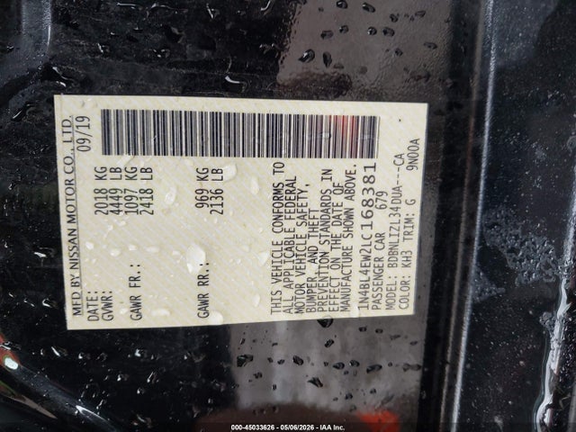 Продажа на аукционе авто 2020 Nissan Altima Sl Intelligent Awd, vin: 1N4BL4EW2LC168381, номер лота: 45033626
