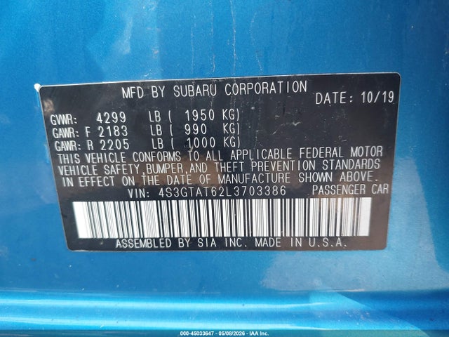 Продаж на аукціоні авто 2020 Subaru Impreza Limited 5-door, vin: 4S3GTAT62L3703386, номер лоту: 45033647