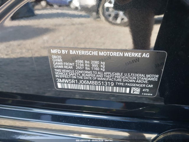 Aukcja sprzedaży 2021 Bmw 330i, vin: 3MW5R1J06M8B51319, numer aukcji: 45033708