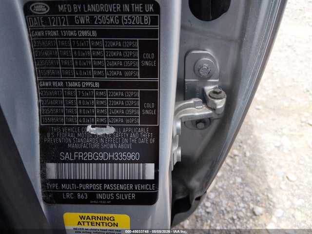 Продаж на аукціоні авто 2013 Land Rover Lr2, vin: SALFR2BG9DH335960, номер лоту: 45033748