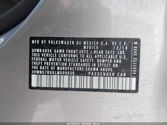 3VWN57BU6LM009638 Volkswagen Jetta 1.4t R-line/1.4t S