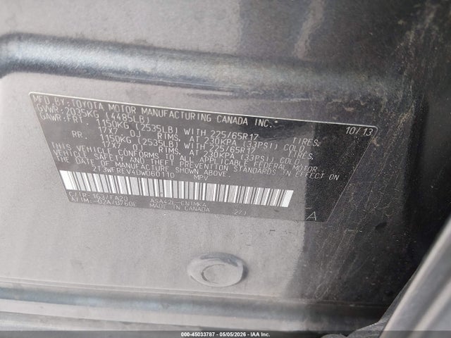 45033787 :رقم المزاد ، 2T3WFREV4DW060110 vin ، 2013 Toyota Rav4 Xle مزاد بيع