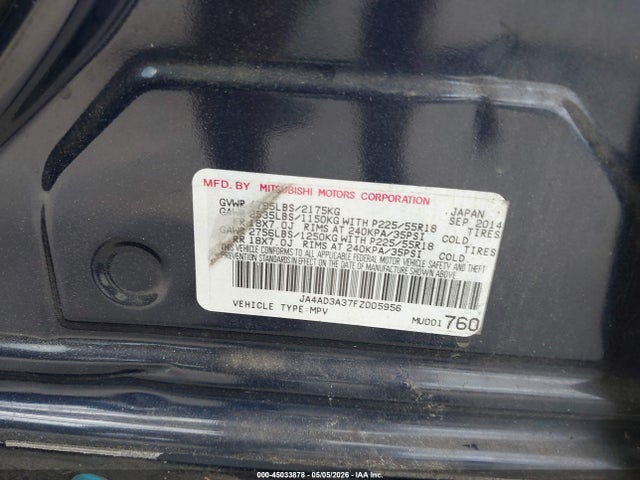 Продаж на аукціоні авто 2015 Mitsubishi Outlander Se, vin: JA4AD3A37FZ005956, номер лоту: 45033878
