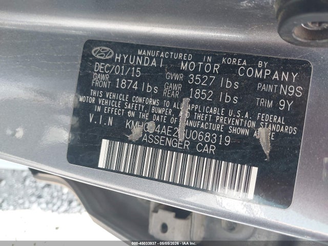 Продажа на аукционе авто 2016 Hyundai Accent Se, vin: KMHCT4AE2GU068319, номер лота: 45033937