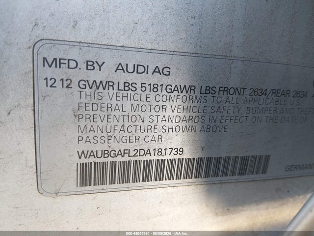 Aukcja sprzedaży 2013 Audi S4 3.0t Premium Plus, vin: WAUBGAFL2DA181739, numer aukcji: 45033961