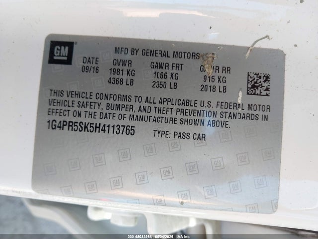 Продаж на аукціоні авто 2017 Buick Verano Sport Touring, vin: 1G4PR5SK5H4113765, номер лоту: 45033968